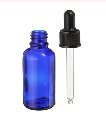 কালো প্লাস্টিক ক্যাপ সহ LinDeer 30ml নীল কাচের ড্রপার বোতল