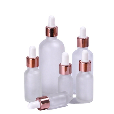 রোজ গোল্ড ফ্রস্টেড আই ড্রপার বোতল 3ml 5ml 10ml 15ml