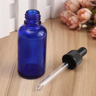কালো প্লাস্টিক ক্যাপ সহ LinDeer 30ml নীল কাচের ড্রপার বোতল