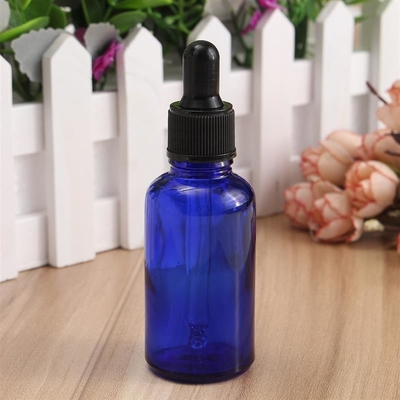 কালো প্লাস্টিক ক্যাপ সহ LinDeer 30ml নীল কাচের ড্রপার বোতল
