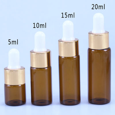 প্রয়োজনীয় তেলের জন্য প্রসাধনী 10ml 15ml 20ml ব্রাউন গ্লাস ড্রপার বোতল