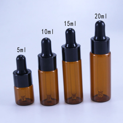 প্রয়োজনীয় তেলের জন্য প্রসাধনী 10ml 15ml 20ml ব্রাউন গ্লাস ড্রপার বোতল