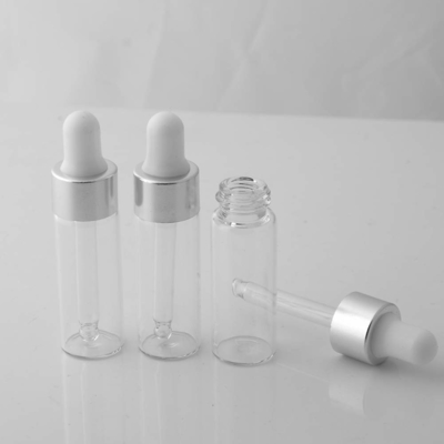 সিলভার মিনি 5ml এসেনশিয়াল অয়েল বোতল OEM ODM গ্লাস ড্রপার বোতল