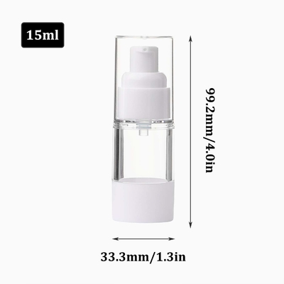প্লাস্টিক পিপি 15ml সাদা বায়ুহীন পাম্প বোতল প্যাকেজিং প্রসাধনী