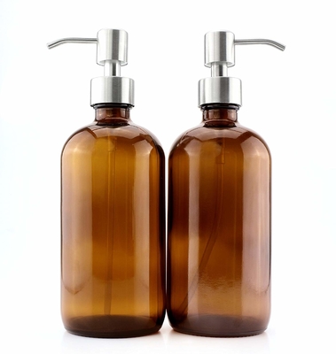 28 মিমি পাম্প ডিসপেনসার সহ 500ML ব্রাউন গ্লাস লোশন বোতল